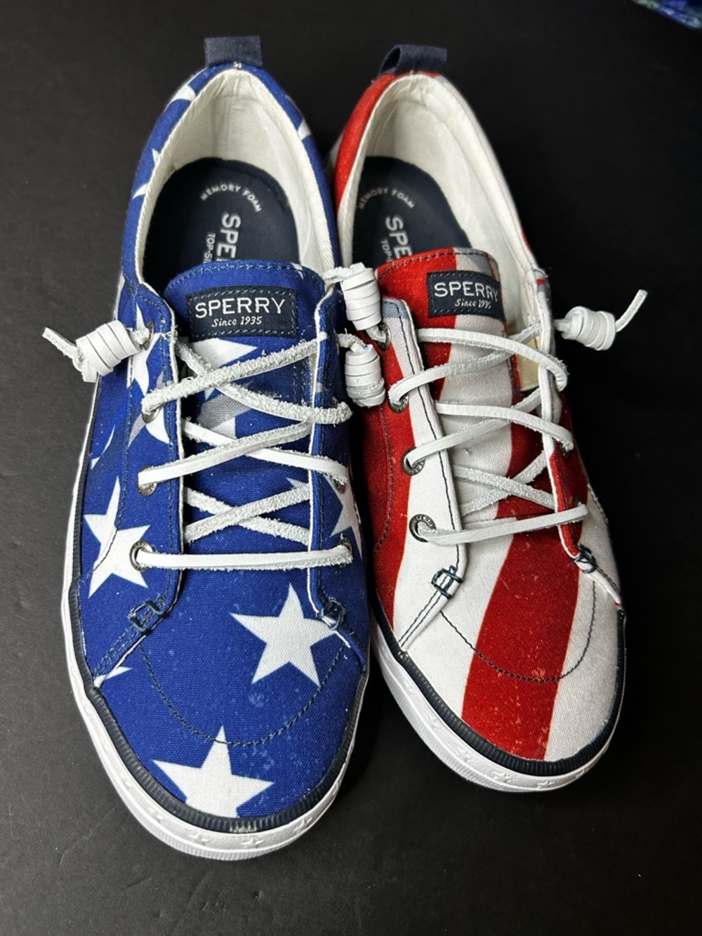 Sperry Red, White & Blue Stars and Stripes Canvas Boat Shoes Size 8